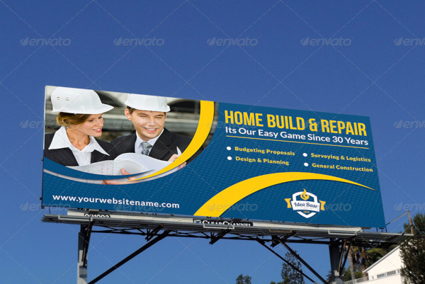 elegant construction business billboard template