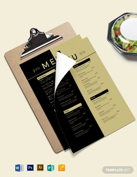 elegant editable dinner menu example