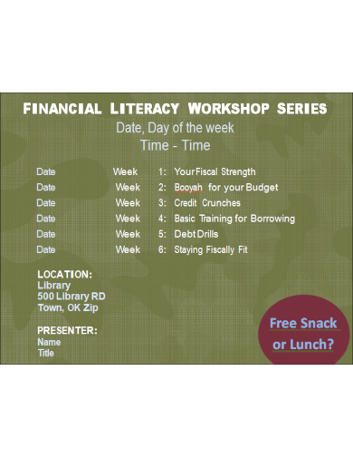 elegant financial literacy flyer template