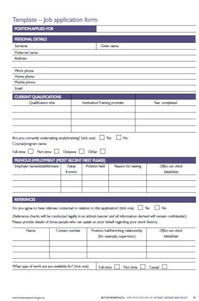 10+ Job Application Form Templates - Google Docs, Word, Pages, PDF