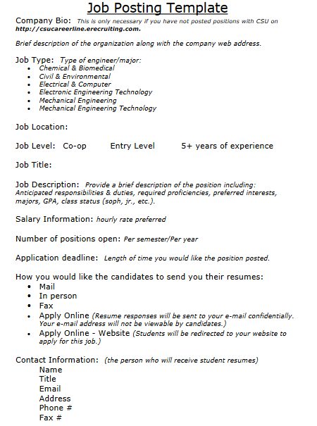 Internal Job Posting Template Word