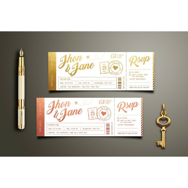 elegant wedding invitation ticket sample template