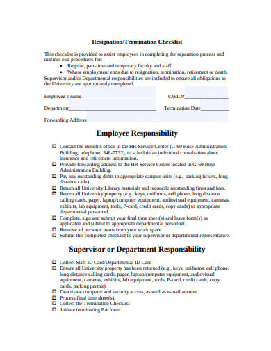 employee resignation checklist