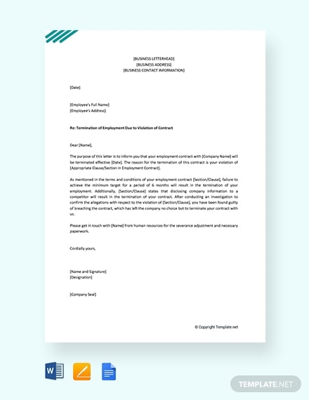 employment contract termination letter