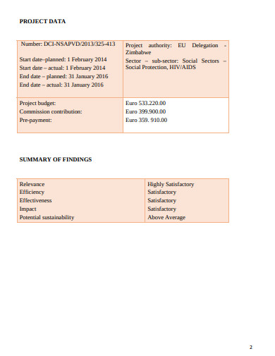 End Of Project Evaluation Report Template