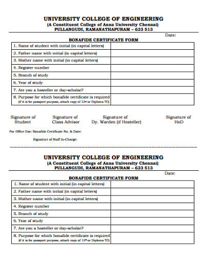 engineering college student certificate