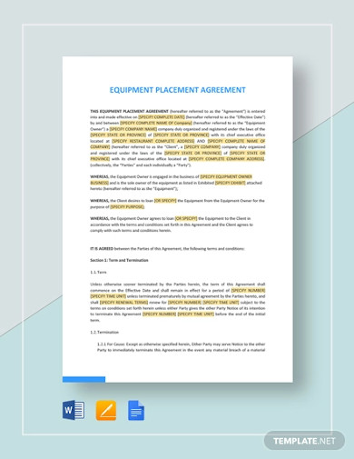 equipment placement agreement template