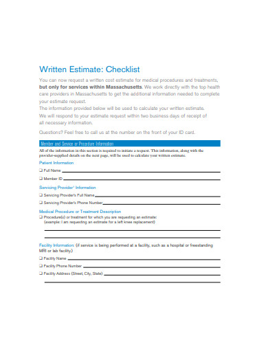 estimate-checklist-format