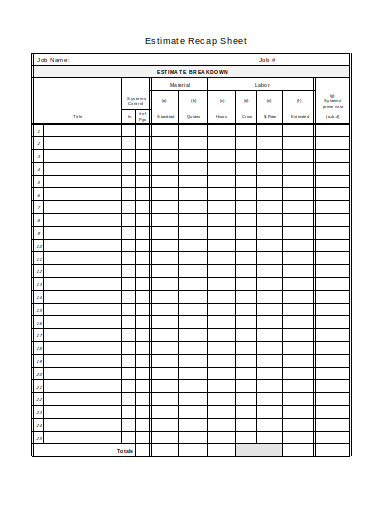 14+ Estimate Sheet Templates - Google Docs, Google Sheets, Excel, Word, PDF