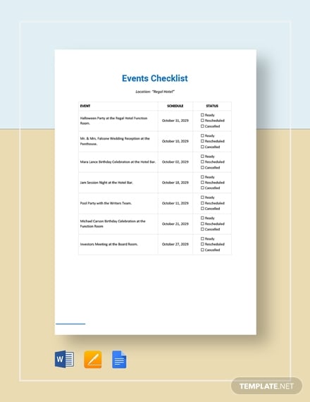 event checklist