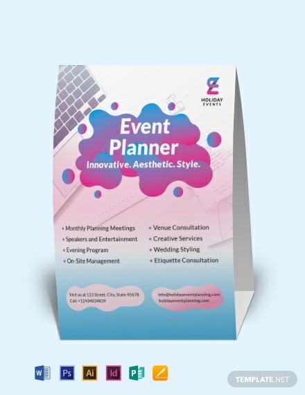 event planner table tent template