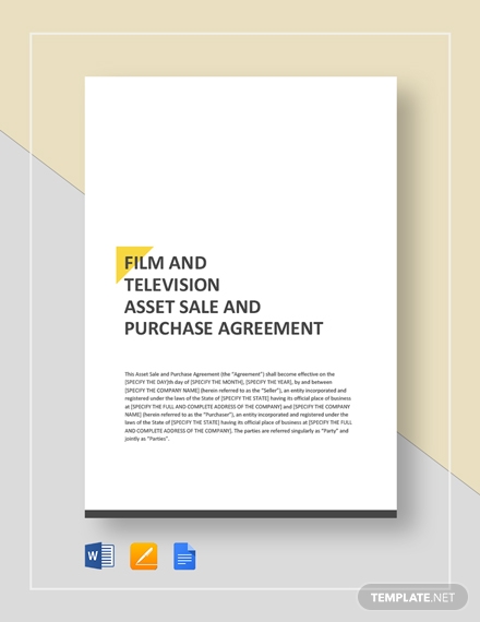 film television asset sale and purchase agreement template