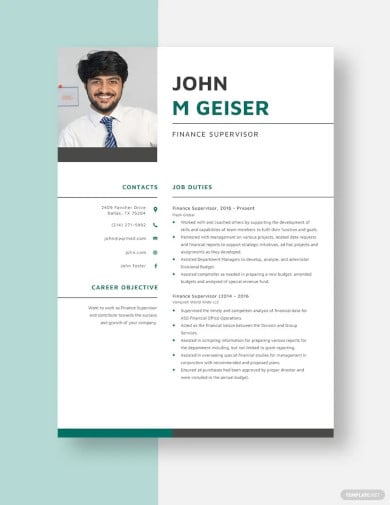 finance-supervisor-resume-template