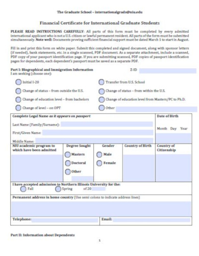 financial certificate sample