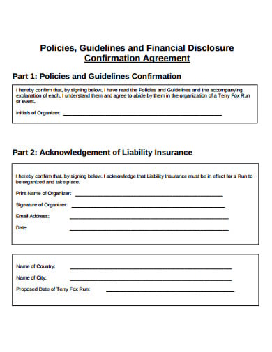 financial confirmation agreement template