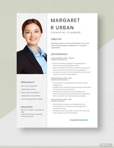 financial planner resume template