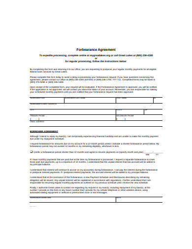 forbearance agreement format