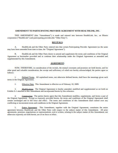 formal amendment agreement template