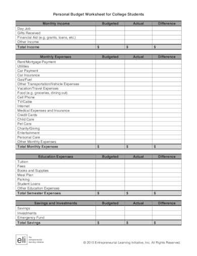 20+ College Budget Worksheet Templates in Google Docs | Google Sheets ...