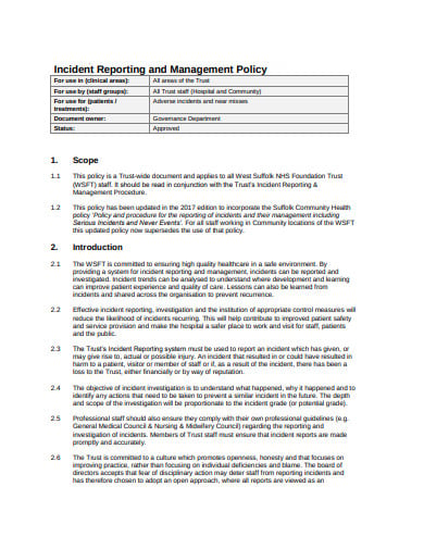 formal incident management policy template