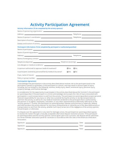 formal participation agreement template