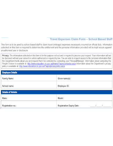 formatted school staff travel allowance claim form template