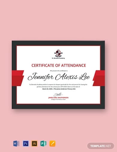 free attendance certificate for college student template