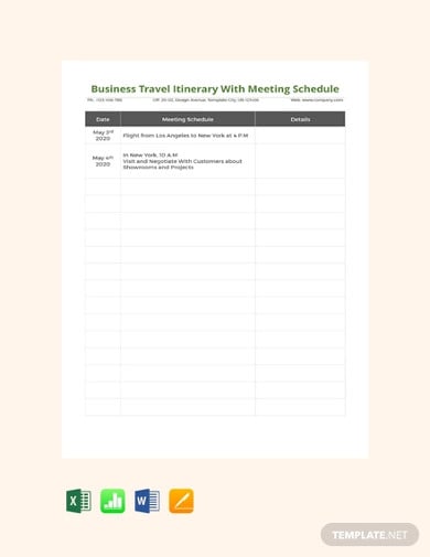 free-business-travel-itinerary-with-meeting-schedule-template