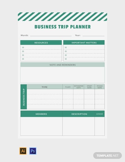 free business trip planner template 440x570