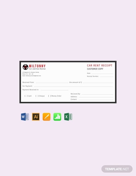 free car rent receipt template 440x570