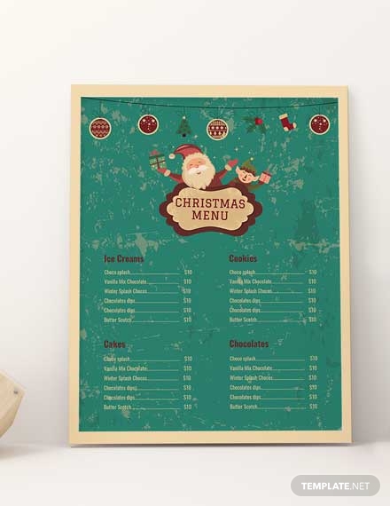 free christmas bakery menu template
