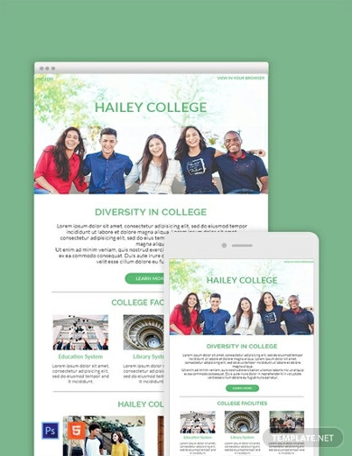 free college email newsletter template