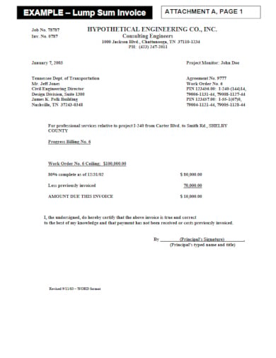 example invoices letters for contractors