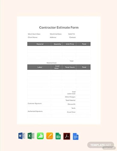 free-contractor-estimate-form-template