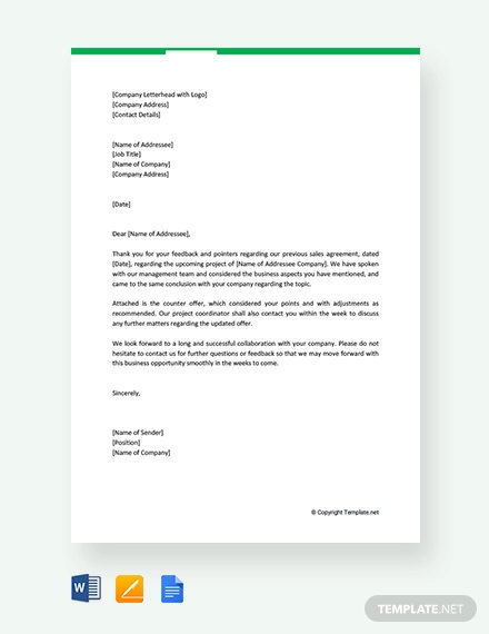 Counter Offer Letter Template - 12+ Free Word, PDF Format Download!