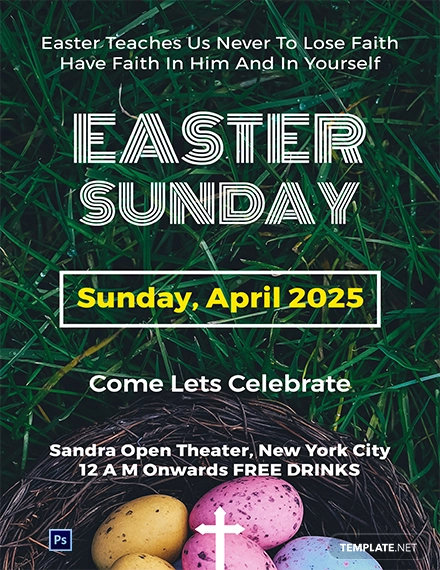 free easter sunday a4 poster template