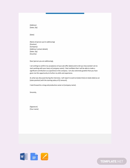 Employment Letter Templates - Google Docs, MS Word, Pages, PDF