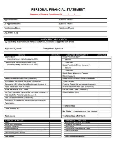 free financial statement example