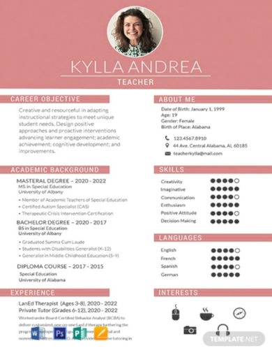 free first time teacher resume template