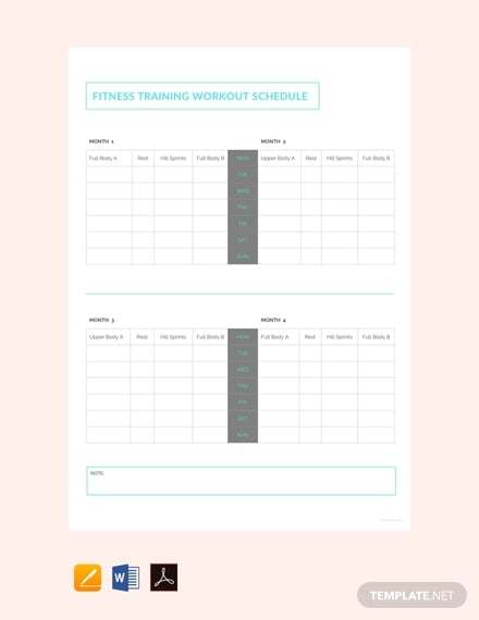free fitness training workout schedule template