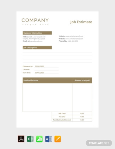 free job estimate template