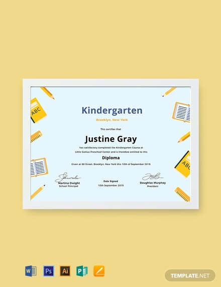 free kindergarten diploma certificate