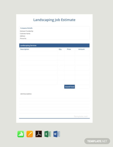 free landscaping job estimate template