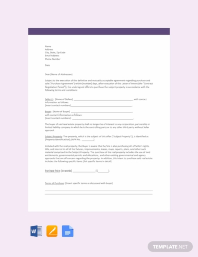 free letter template of intent for real estate
