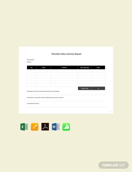 free monthly sales activity report template 440x570