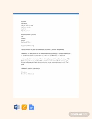 free-no-notice-resignation-letter-template