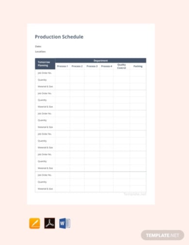 free production schedule template