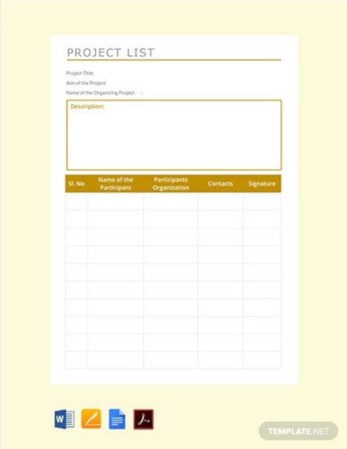 16+ Best Project List Templates in Word | Pages | PDF