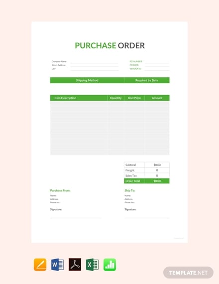 free purchase order format template