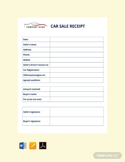 free sample car sale receipt template 440x570